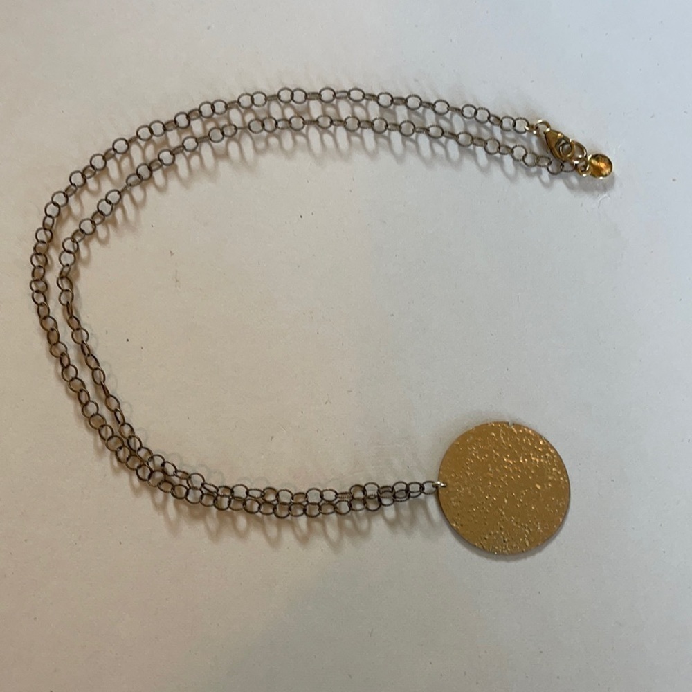 Hammered Gold Circle Pendant Necklace